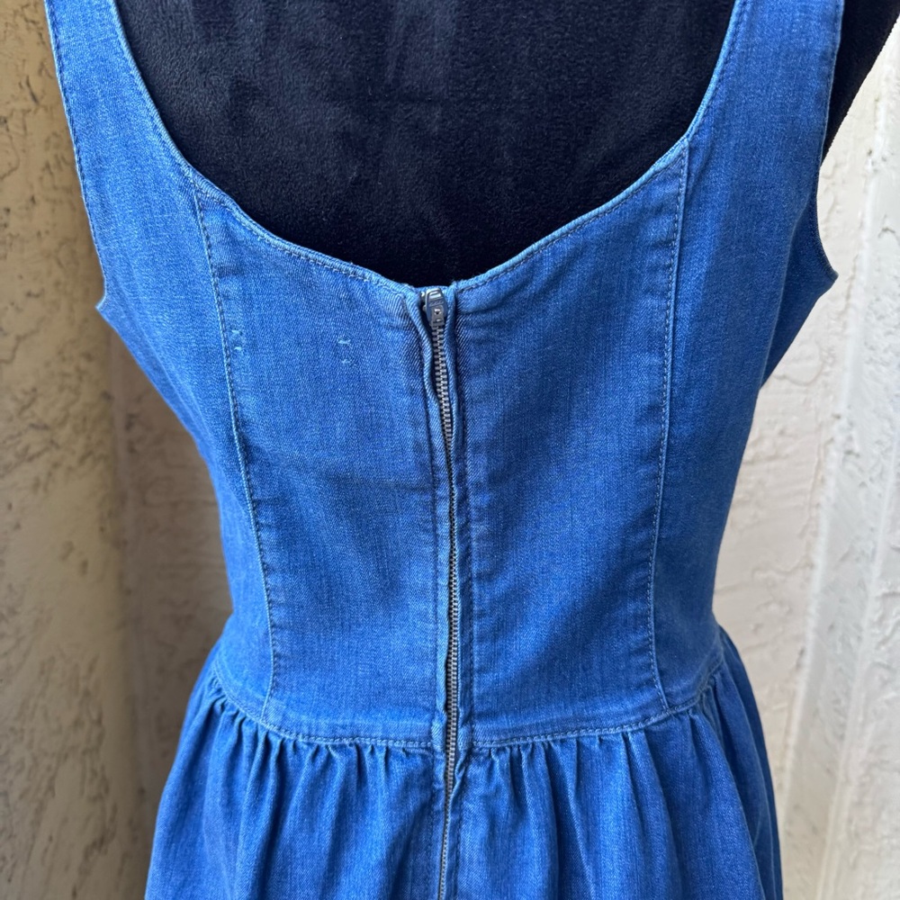Gianni Bini Violet Denim A-line Mini Dress Sz 10 Scoop Neck Sleeveless Stretch - Picture 7 of 12